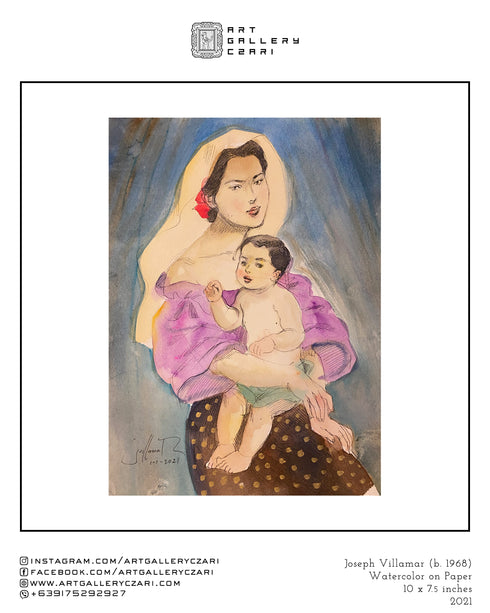 JOSEPH VILLAMAR, "MOTHER AND CHILD", 10 X 7.5 INCHES