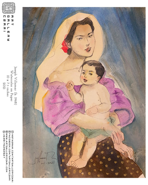 JOSEPH VILLAMAR, "MOTHER AND CHILD", 10 X 7.5 INCHES
