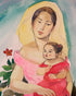 JOSEPH VILLAMAR, "MOTHER AND CHILD", WATERCOLOR ON PAPER, 10 X 7.5 INCHES