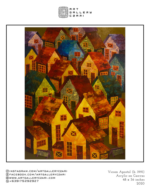 Vicson Apostol, "Lockdown Houses", 48 x 36 inches