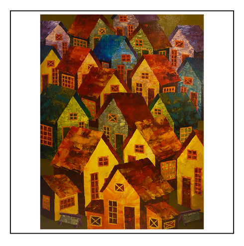 Vicson Apostol, "Lockdown Houses", 48 x 36 inches
