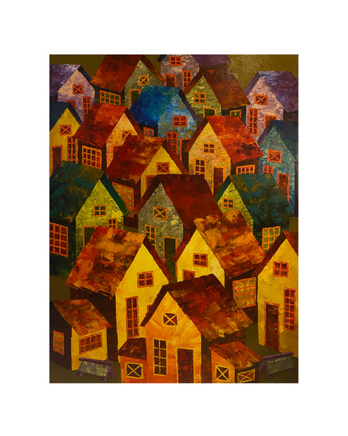 Vicson Apostol, "Lockdown Houses", 48 x 36 inches