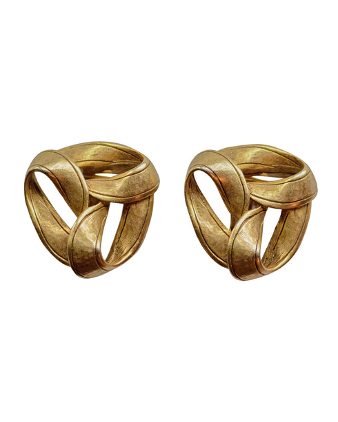 Big Chunky Knot Vintage Faded Gold Clip On Earrings